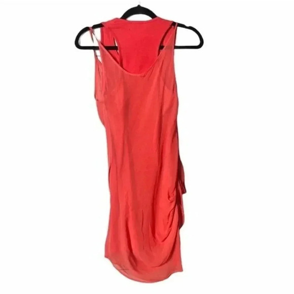 Elizabeth and James Coral Silk Chiffon Mini Sheath Dress 4 - Picture 2 of 8